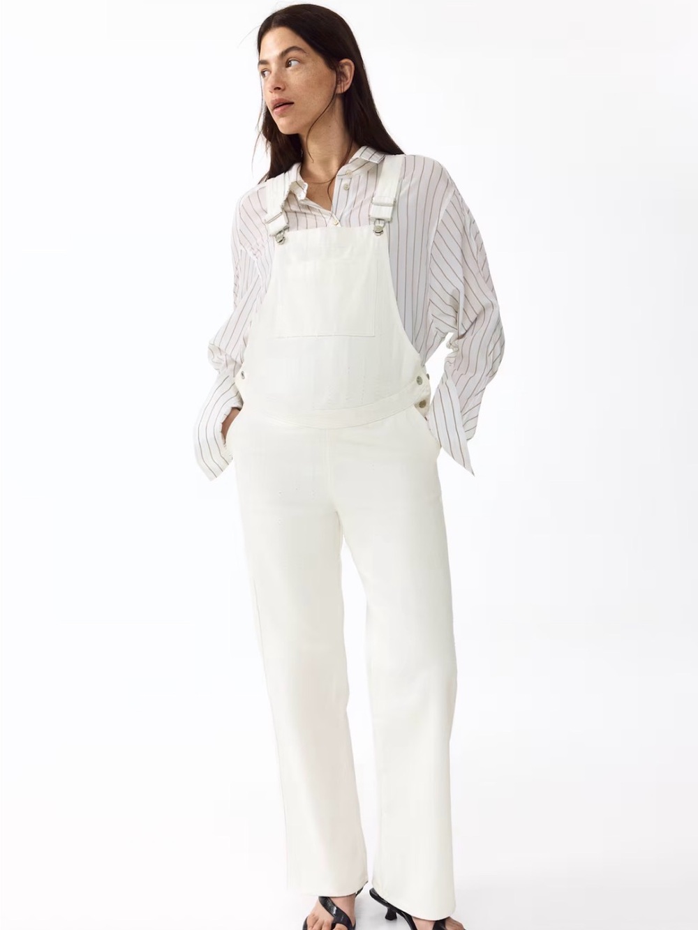 Maternity Women’s White Denim Overalls - Classic White